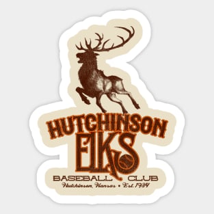 Defunct Hutchinson Elks Baseball Team Sticker